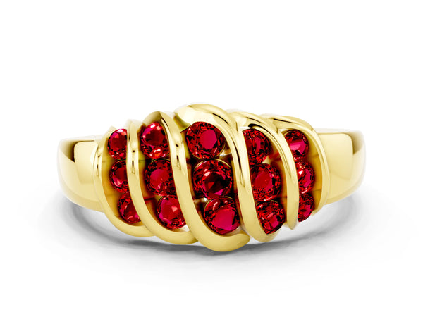 Yellow gold Round Ruby Multi-Row Crossover Band