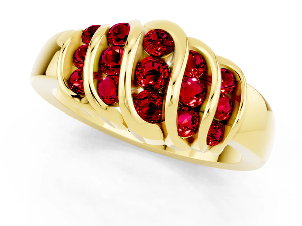 Yellow gold Round Ruby Multi-Row Crossover Band