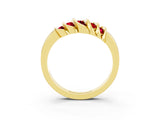 Yellow gold Round Ruby Multi-Row Crossover Band_9