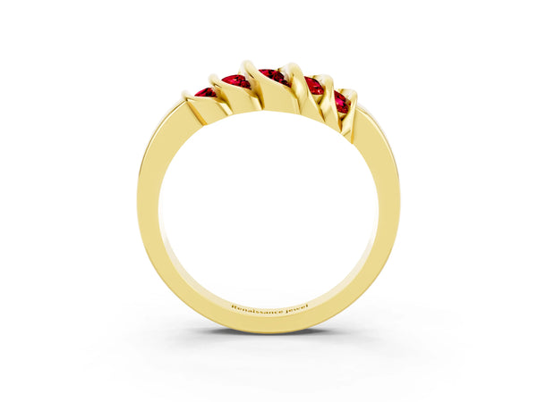 Yellow gold Round Ruby Multi-Row Crossover Band