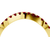 Yellow gold Round Ruby Pavé Curved Band with Shared Prong Setting_10