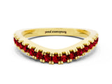 Yellow gold Round Ruby Pavé Curved Band with Shared Prong Setting_6