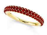 Yellow gold Round Ruby Pavé Eternity Band with Shared Prong Setting_7