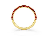 Yellow gold Round Ruby Pavé Eternity Band with Shared Prong Setting_9