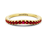 Yellow gold Round Ruby Pavé Set Curved Wedding Band_6