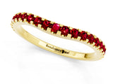 Yellow gold Round Ruby Pavé Set Curved Wedding Band_7