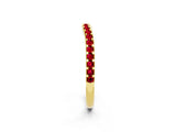 Yellow gold Round Ruby Pavé Set Curved Wedding Band_8