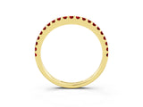 Yellow gold Round Ruby Pavé Set Curved Wedding Band_9