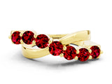 Yellow gold Round Ruby Prong-Set Crossover Band_6