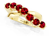 Yellow gold Round Ruby Prong-Set Crossover Band_7