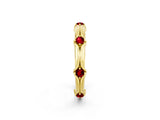 Yellow gold Round Ruby Prong Set Milgrain Eternity Band_8