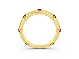 Yellow gold Round Ruby Prong Set Milgrain Eternity Band_9
