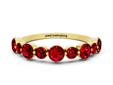 Yellow gold Round Ruby Scalloped Prong Set Eternity Band_18