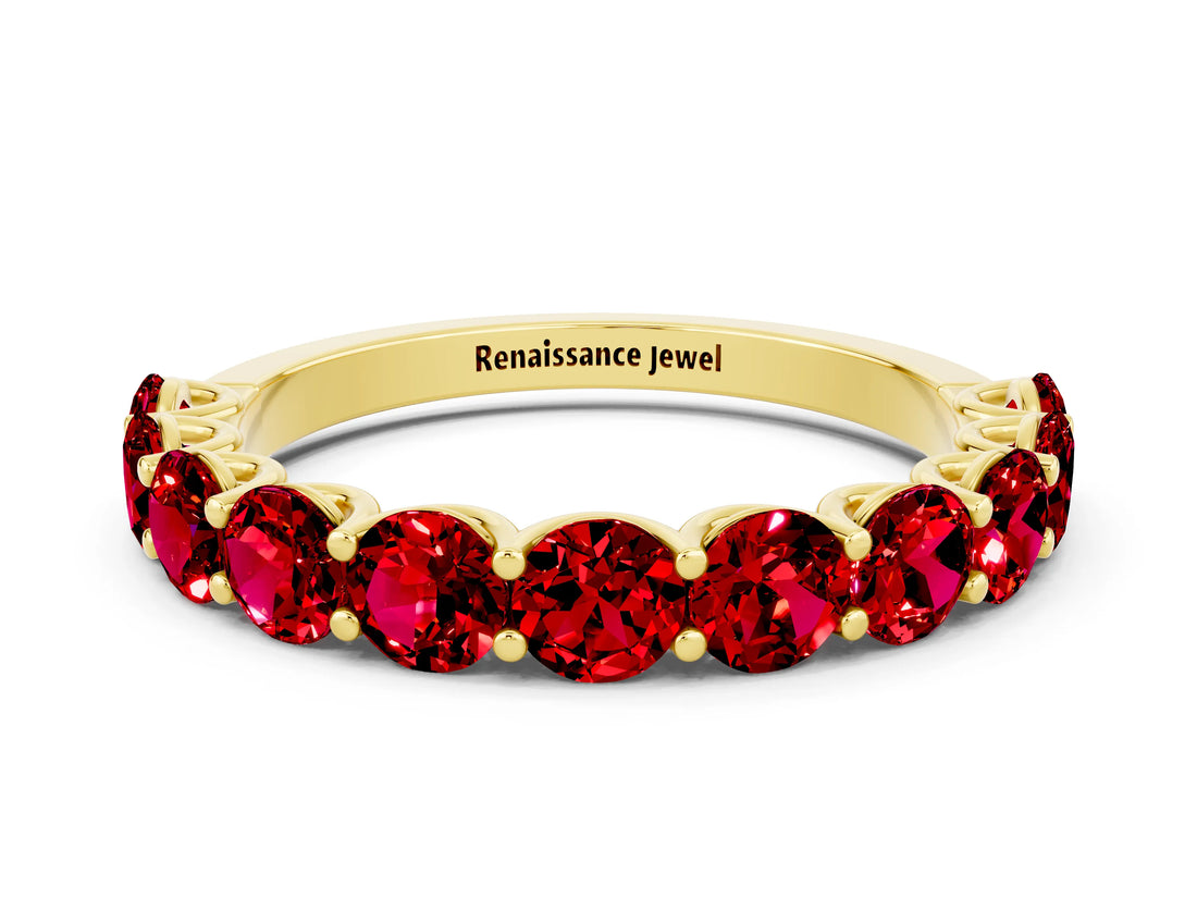 Yellow gold Round Ruby Shared Prong Eternity Band_6