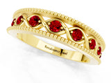 Yellow gold Round Ruby Twist Milgrain Band with Bezel Setting_13