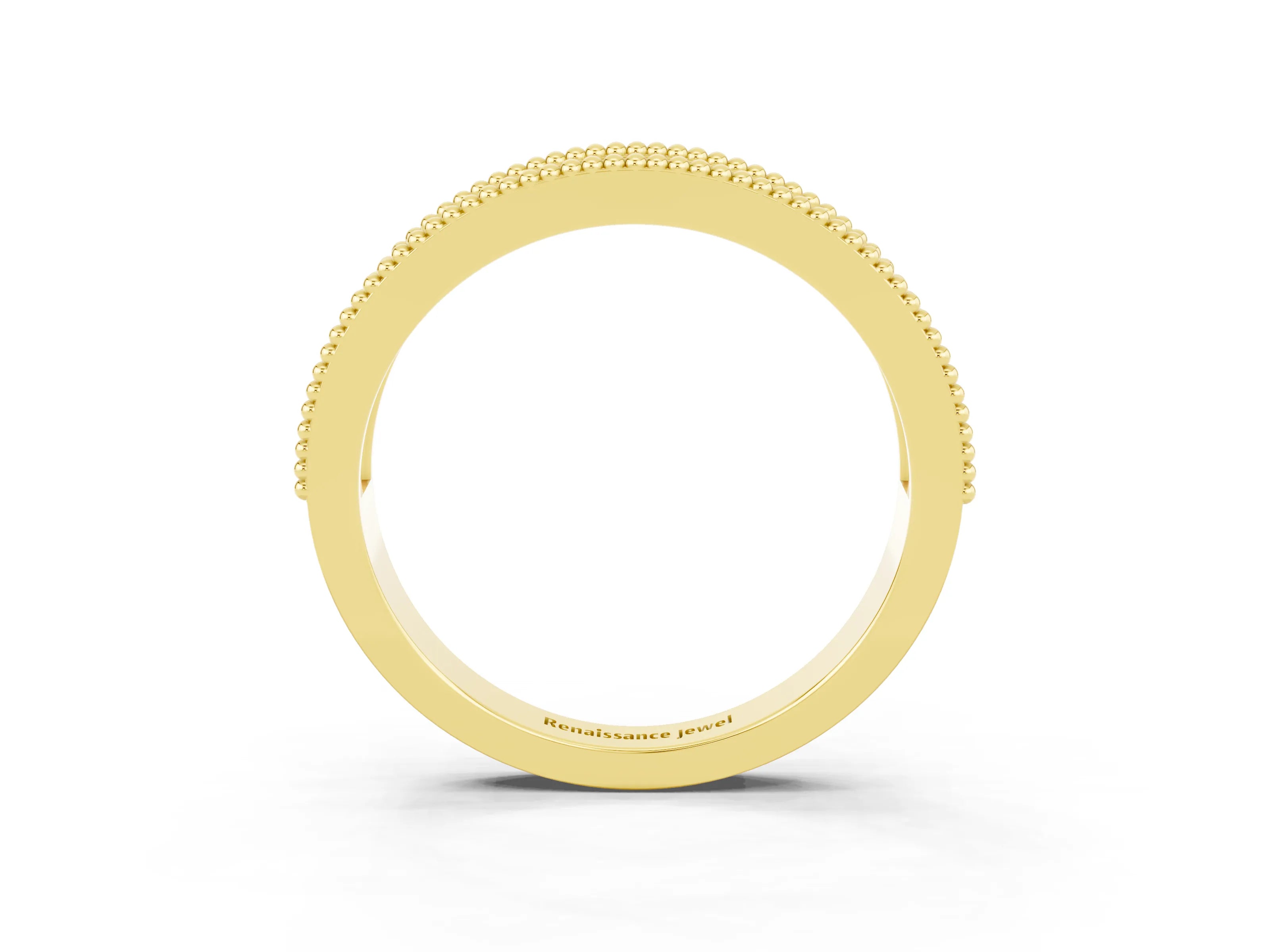 Yellow gold Round Ruby Twist Milgrain Band with Bezel Setting_15