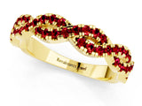 Yellow gold Round Ruby Twisted Eternity Band with Pavé and Shared Prong Setting_23