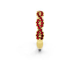 Yellow gold Round Ruby Twisted Eternity Band with Pavé and Shared Prong Setting_24