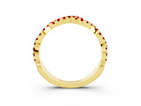 Yellow gold Round Ruby Twisted Eternity Band with Pavé and Shared Prong Setting_25