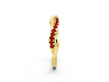 Yellow gold Round Ruby Twisted Infinity Band with Prong Setting_8