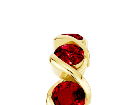 Yellow gold Round Ruby Wave Band with Channel Setting and Shared Prongs_11