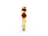 Yellow gold Round Ruby Wave Band with Channel Setting and Shared Prongs_8