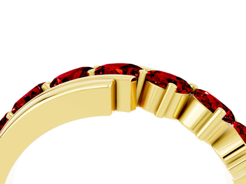 Yellow gold Round Ruby Wave Band with Channel and Shared Prong Setting_22