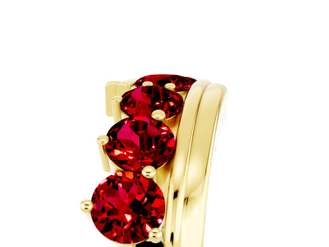Yellow gold Round Ruby Wave Band with Channel and Shared Prong Setting_23