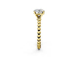 Yellow gold Round Solitaire Beaded Band Prong Setting Ring 2