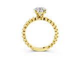 Yellow gold Round Solitaire Beaded Band Prong Setting Ring 3