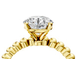 Yellow gold Round Solitaire Beaded Band Prong Setting Ring 4
