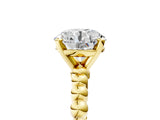 Yellow gold Round Solitaire Beaded Band Prong Setting Ring 5