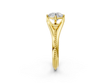Yellow gold Round Solitaire Beaded Band Six-Prong Setting_10