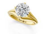 Yellow gold Round Solitaire Beaded Band Six-Prong Setting_9
