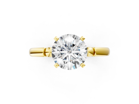 Yellow gold Round Solitaire Beaded Band with Four-Prong Setting_36