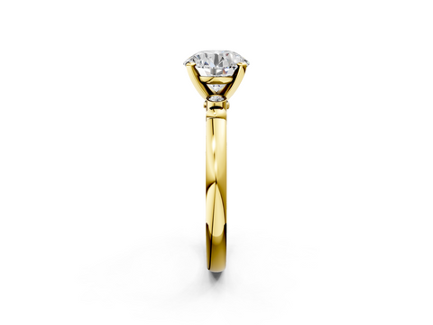 Yellow gold Round Solitaire Beaded Band with Four-Prong Setting_38