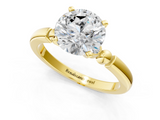 Yellow gold Round Solitaire Beaded Band with Four-Prong Setting_67