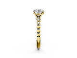 Yellow gold Round Solitaire Bezel Accent Diamond Engagement Ring with Beaded Band and Four-Prong Setting_56