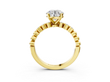 Yellow gold Round Solitaire Bezel Accent Diamond Engagement Ring with Beaded Band and Four-Prong Setting_57