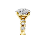 Yellow gold Round Solitaire Bezel Accent Diamond Engagement Ring with Beaded Band and Four-Prong Setting_59