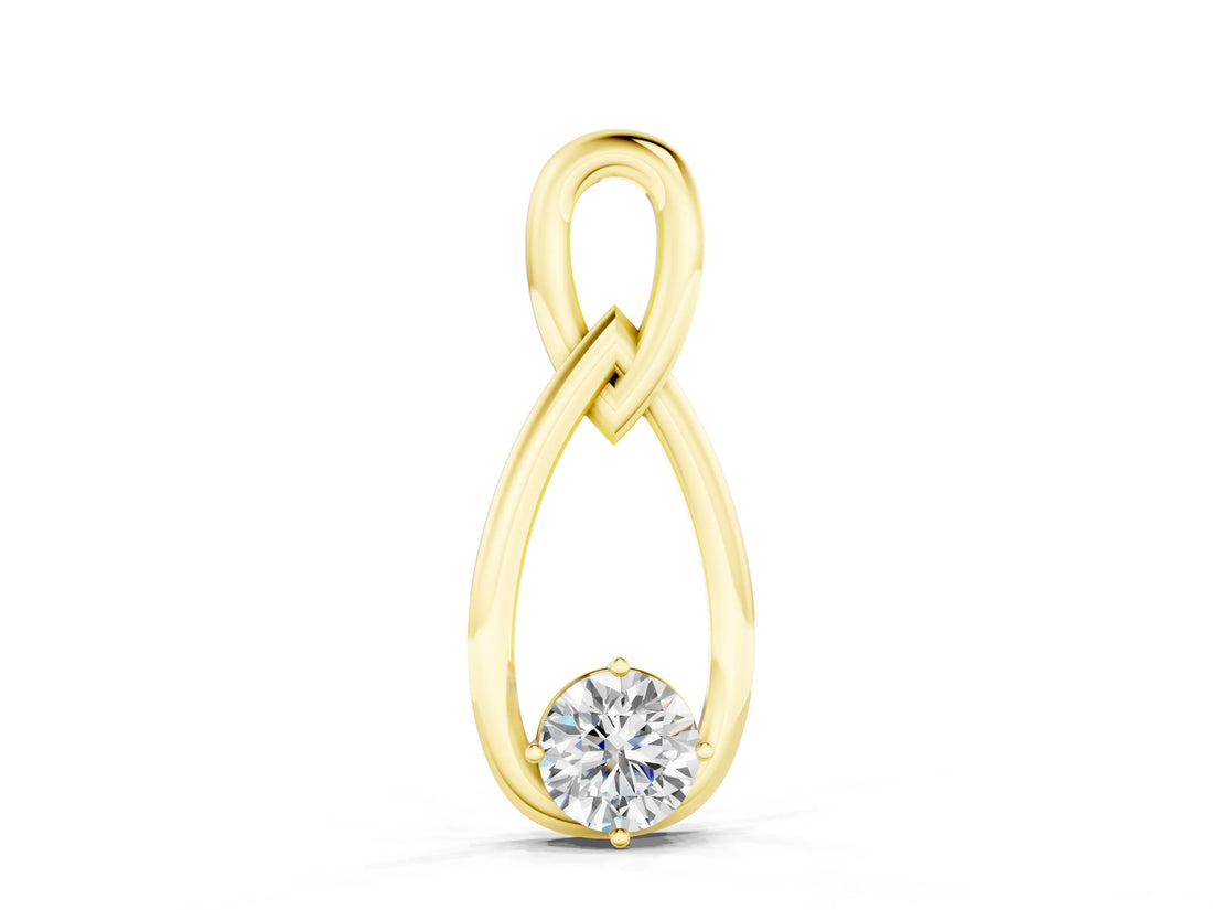Yellow gold Round Solitaire Bezel Infinity Pendant_16
