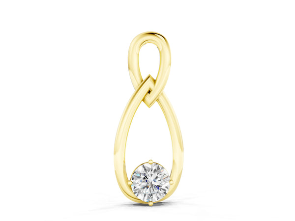 Yellow gold Round Solitaire Bezel Infinity Pendant