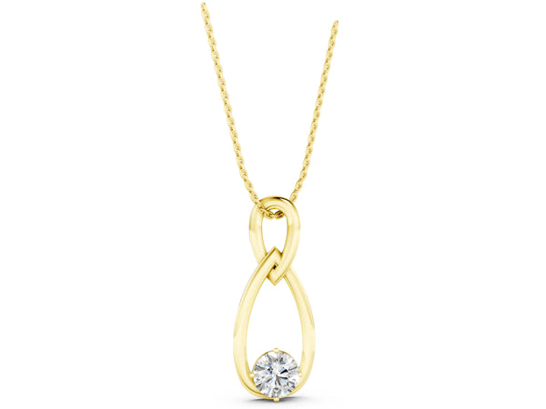Yellow gold Round Solitaire Bezel Infinity Pendant