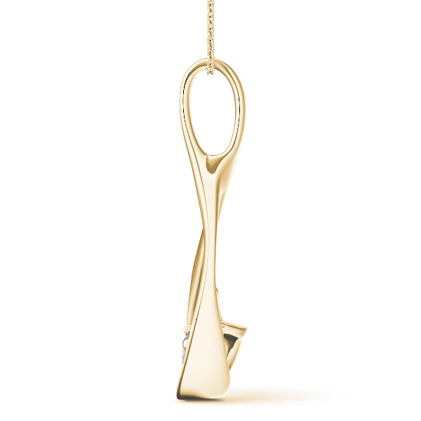 Yellow gold Round Solitaire Bezel Prong Pendant 2