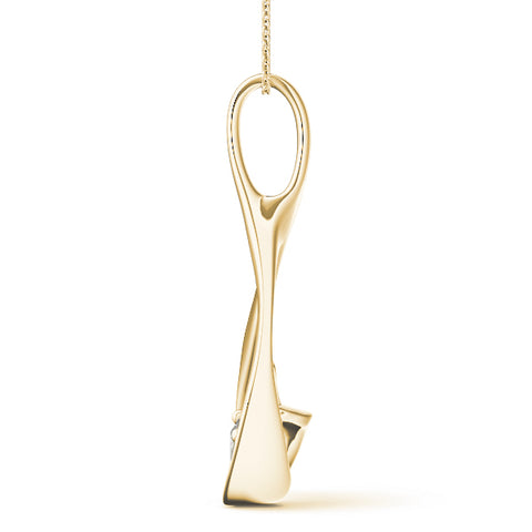 Yellow gold Round Solitaire Bezel Prong Pendant 2