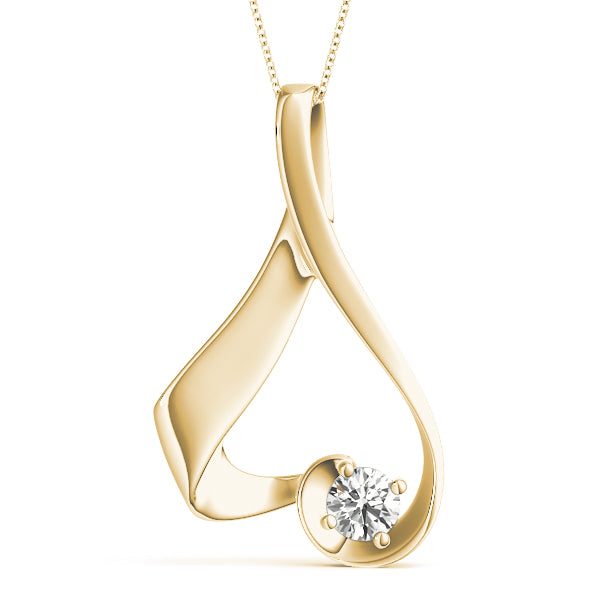 Yellow gold Round Solitaire Bezel Prong Pendant