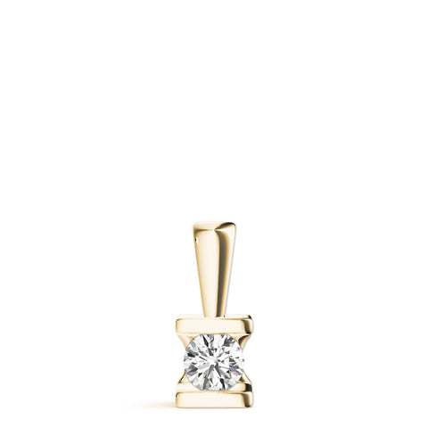 Yellow gold Round Solitaire Bezel-Set Diamond Pendant 1