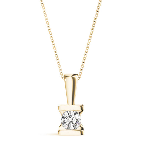 Yellow gold Round Solitaire Bezel-Set Diamond Pendant