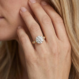 Yellow gold Round Solitaire Bezel-Set Diamond Ring with Beaded Band and Four-Prong Setting_14