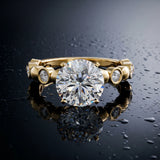 Yellow gold Round Solitaire Bezel-Set Diamond Ring with Beaded Band and Four-Prong Setting_15